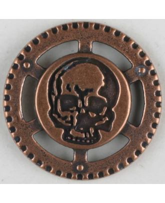 Steampunk Knopf Totenkopf mit Öse - Größe: 30mm - Farbe: kupfer - Art.Nr. 370777