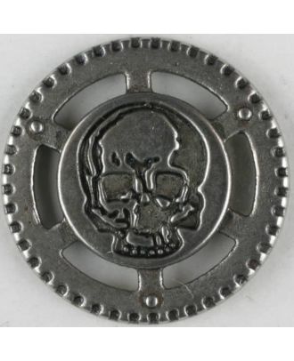 Steampunk Knopf Totenkopf mit Öse - Größe: 23mm - Farbe: mattsilber - Art.Nr. 331080