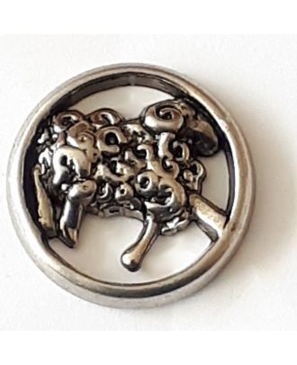full metal button sheep with shank - Size: 24mm - Color: dull silver - Art.No. 390306