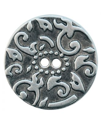 full metal button with structure and 2 holes - Size: 15mm - Color: altsilber - Art.No.: 281208