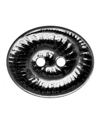 Vollmetallknopf oval mit 2 Löchern - Größe:  23mm - Farbe: altsilber - ArtNr.: 341400