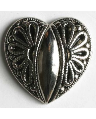 Heart button, full metal - Size: 20mm - Color: antique silver - Art.No. 280667