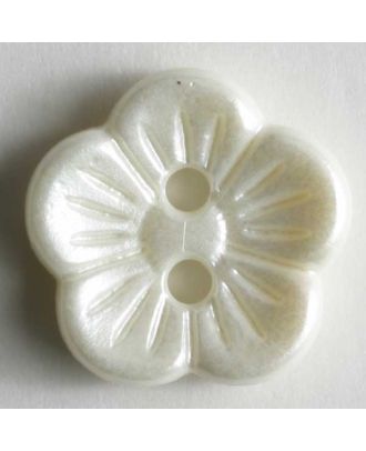 Kunststoffknopf in Blütenform- Größe: 14mm - Farbe: weiß - Art.Nr. 250114