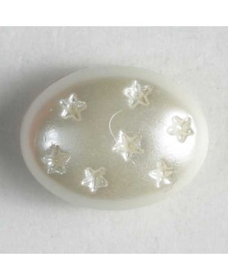 Kunststoffknopf mit eingearbeiteten Sternen - Größe: 11mm - Farbe: weiß - Art.Nr. 210236