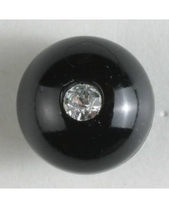 kugelförmiger Knopf mit kleinem Strassstein - Größe: 10mm - Farbe: schwarz - Art.Nr. 300060