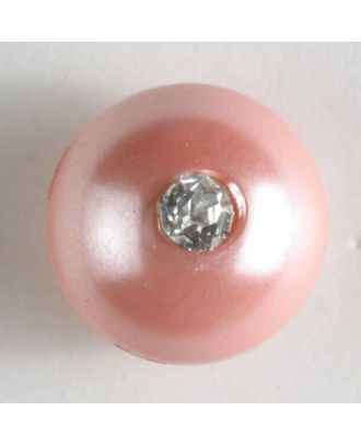 kugelförmiger Knopf mit kleinem Strassstein - Größe: 10mm - Farbe: pink - Art.Nr. 300199