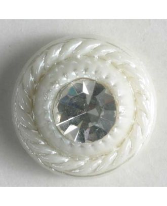 Kunststoffknopf mit Strass - Größe: 11mm - Farbe: weiss - Art.-Nr.: 330590