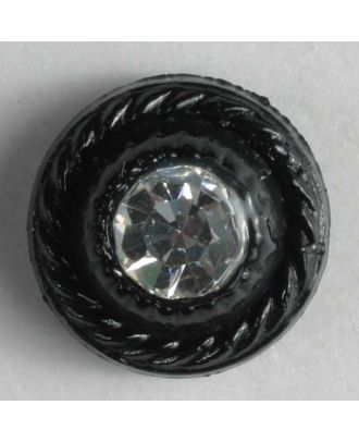 Kunststoffknopf mit Strass - Größe: 9mm - Farbe: schwarz - Art.-Nr.: 310530