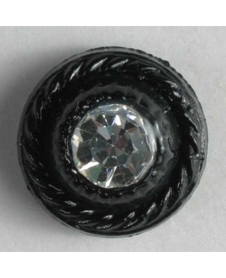 Kunststoffknopf mit Strass - Größe: 11mm - Farbe: schwarz - Art.-Nr.: 330591