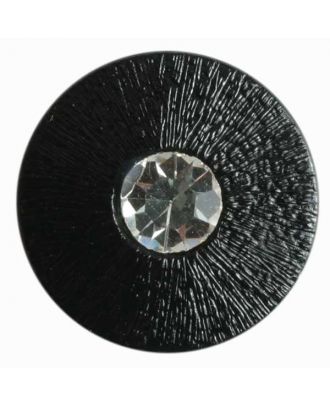 Knopf mit gehämmerter Oberfläche und kleinem Straßstein - Größe: 18mm - Farbe: schwarz - Art.Nr. 370277