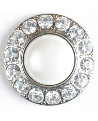 wunderschöner Strassknopf mit großer Perle in der Mitte  - Größe: 25mm - Farbe: silber - Art.Nr. 510016