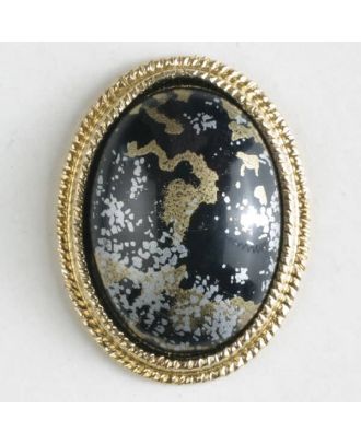 Zweiteiliger Knopf mit extravagantem Muster und aufwändigem Goldrand mit Öse - Größe: 23mm - Farbe: schwarz - Art.Nr. 340381