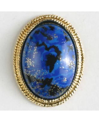 Zweiteiliger Knopf mit extravagantem Muster und aufwändigem Goldrand mit Öse - Größe: 18mm - Farbe: blau - Art.Nr. 310387