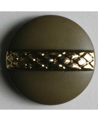 Kunststoffknopf mit aufwändigem Goldstreifen in der Mitte - Größe: 18mm - Farbe: braun - Art.Nr. 290382