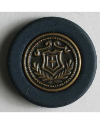 Kunststoffknopf mit goldenem Wappenornament -Größe: 20mm - Farbe: blau - Art.Nr. 300421