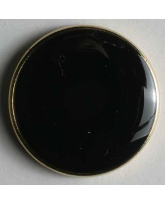 Blazerknopf, vollmetall, mit schmalem, dekorativem Rand und schwarzer Einlage - Größe: 23mm - Farbe: schwarz mit Goldrand - Art.Nr. 350089