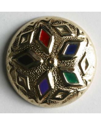 Jewellery button, full metal - Size: 18mm - Color: gold - Art.No. 370122