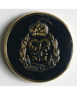 Wappenknopf, vollmetall, goldenes Wappen auf blauer Emaille mit schmalem Rand - Größe: 19mm - Farbe: blau - Art.Nr. 340248