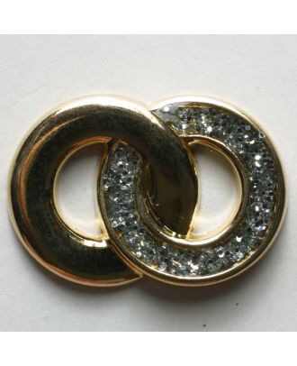 Ringknopf, vollmetall, glatt und Glitzer-Deko - Größe: 20mm - Farbe: gold - Art.Nr. 360185