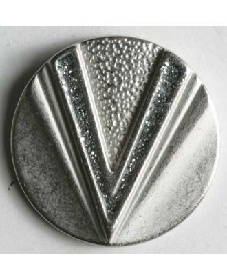 Jewellery button, full metal - Size: 18mm - Color: dull silver - Art.No. 320222