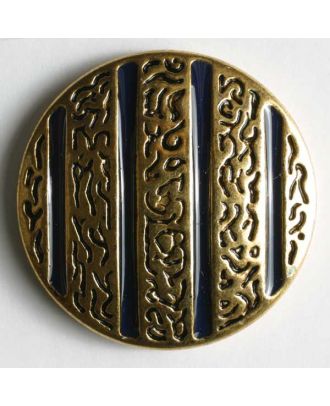 Jewellery button, full metal - Size: 25mm - Color: blue - Art.No. 370179