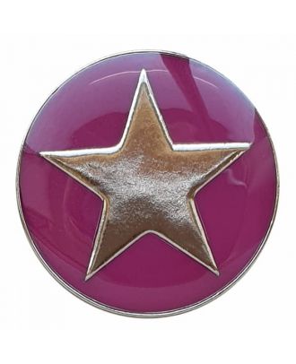 full metal button star with shank  - Size: 25mm - Color: pink - Art.No. 380392