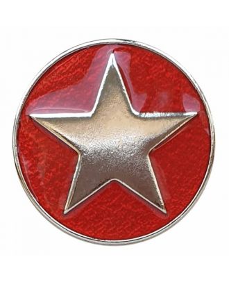 full metal button star with shank  - Size: 25mm - Color: red - Art.No. 380400