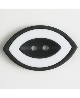 Polyamidknopf, oval, zweiteilig, mit 2 Löchern - Größe:  28mm - Farbe: schwarz - ArtNr.: 380473