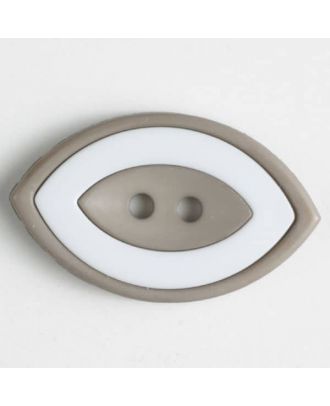 Modeknopf oval, zweifarbig Farbe + weiß, 2-Loch - Größe: 38mm - Farbe: beige - Art.Nr. 400219