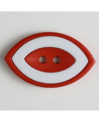 Modeknopf oval, zweifarbig Farbe + weiß, 2-Loch - Größe: 38mm - Farbe: rot - Art.Nr. 400224