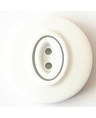 Polyamidknopf, Knopflöcher eingebettet in Oval  mit 2 Löchern - Größe: 20mm - Farbe: weiß - Art.Nr. 331108