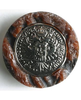 stag horn imitation button - Size: 23mm - Color: brown - Art.No. 300233