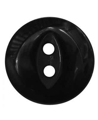 Polyesterknopf rund in glänzender Optik mit 2 Löchern - Größe:  13mm - Farbe: schwarz - ArtNr.: 241274