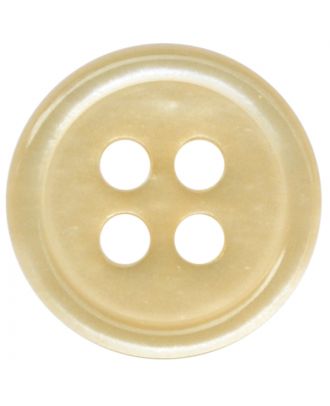 Polyesterknopf rund in glänzender Optik mit 4 Löchern - Größe:  9mm - Farbe: beige - ArtNr.: 197801