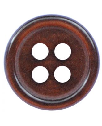 polyester button round shape with shiny surface and 4 holes  - Size: 9mm - Color: dunkelbraun - Art.No.: 197803