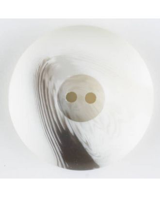Polyesterknopf mit Wulstrand und dunklem Pinselstrich, rund, 2 loch - Größe: 18mm - Farbe: weiß - Art.Nr. 310905