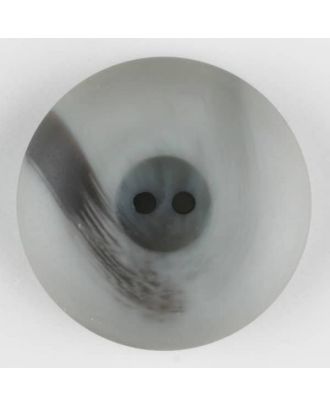 Polyesterknopf mit Wulstrand und dunklem Pinselstrich, rund, 2 loch - Größe: 25mm - Farbe: grau - Art.Nr. 374702