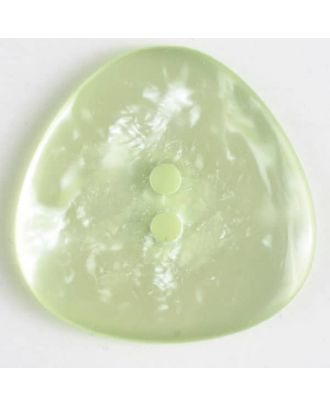 Polyesterknopf dreieckförmig mit runden Ecken und Glasperlen-Schimmer, 2-Loch - Größe: 25mm - Farbe: grün - Art.Nr. 370575