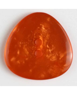 Polyesterknopf dreieckförmig mit runden Ecken und Glasperlen-Schimmer, 2-Loch - Größe: 25mm - Farbe: orange - Art.Nr. 370580