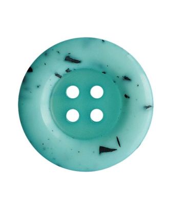 Polyesterknopf rund, glänzende Oberfläche mit schwarzen Mosaiksteinen und 4 Löchern - Größe:  18mm - Farbe: hellblau - ArtNr.: 316006