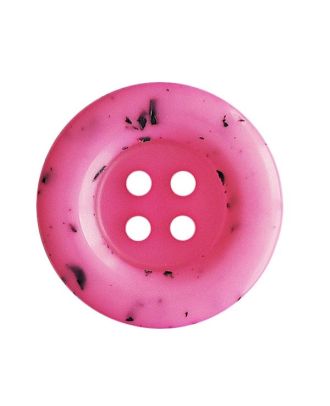 Polyesterknopf rund, glänzende Oberfläche mit schwarzen Mosaiksteinen und 4 Löchern - Größe:  23mm - Farbe: pink - ArtNr.: 346003