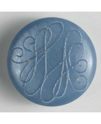 Kunststoffknopf mit eingraviertem Ornament - Größe: 15mm - Farbe: blau - Art.Nr. 231376