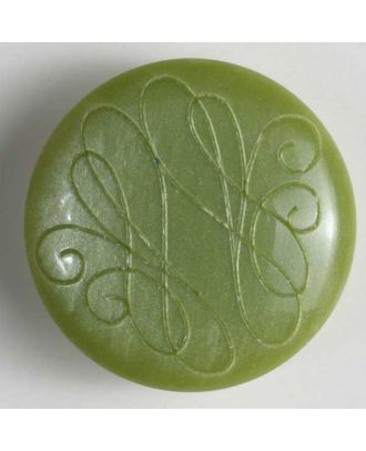 Kunststoffknopf mit eingraviertem Ornament - Größe: 18mm - Farbe: grün - Art.Nr. 251237