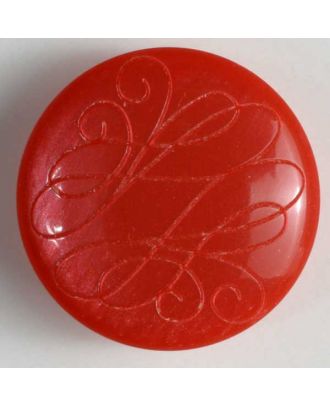 Kunststoffknopf mit eingraviertem Ornament - Größe: 15mm - Farbe: rot - Art.Nr. 231378