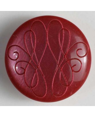 Kunststoffknopf mit eingraviertem Ornament - Größe: 18mm - Farbe: rot - Art.Nr. 251239