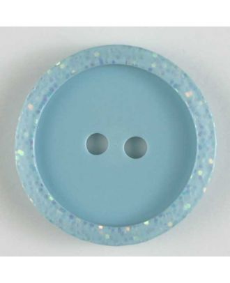 Kunststoffknopf schlicht mit gepunktetem Rand -  Größe: 20mm - Farbe: blau - Art.Nr. 270459