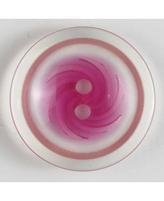 Kunststoffknopf, zweifarbiger Rand mit Wirbel im Mittelteil 2-Loch - Größe: 19mm - Farbe: pink - Art.Nr. 260879