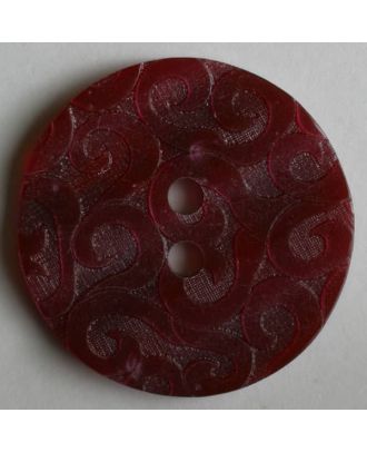 Kunststoffknopf mit Ornamenten, 2 Loch - Größe: 18mm - Farbe: rot - Art.Nr. 251302