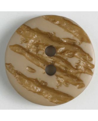 Polyesterknopf mit hervorgehobenem Borkenmuster mit 2 Löchern - Größe: 18mm - Farbe: beige - Art.Nr. 310837