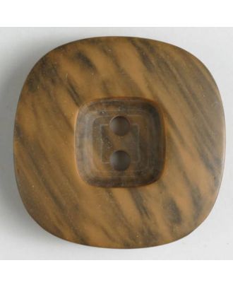 2-loch Kunststoffknopf marmoriert mit viereckiger Vertiefung -  Größe: 34mm - Farbe: beige - Art.Nr. 400072